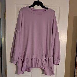 Women's Long Sleeve Oversized Peplum Top, L